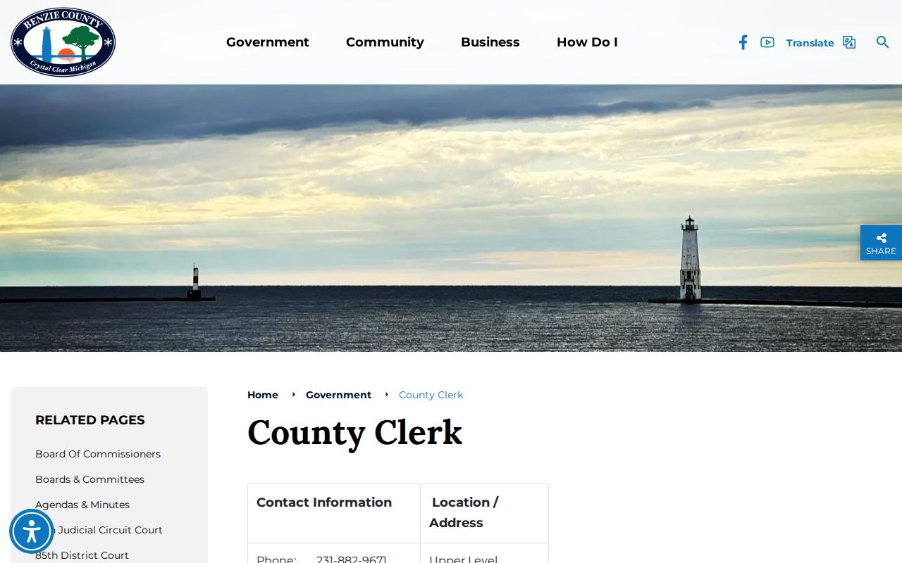 Benzie County Clerk circuit records page used for official Benzie court file requests