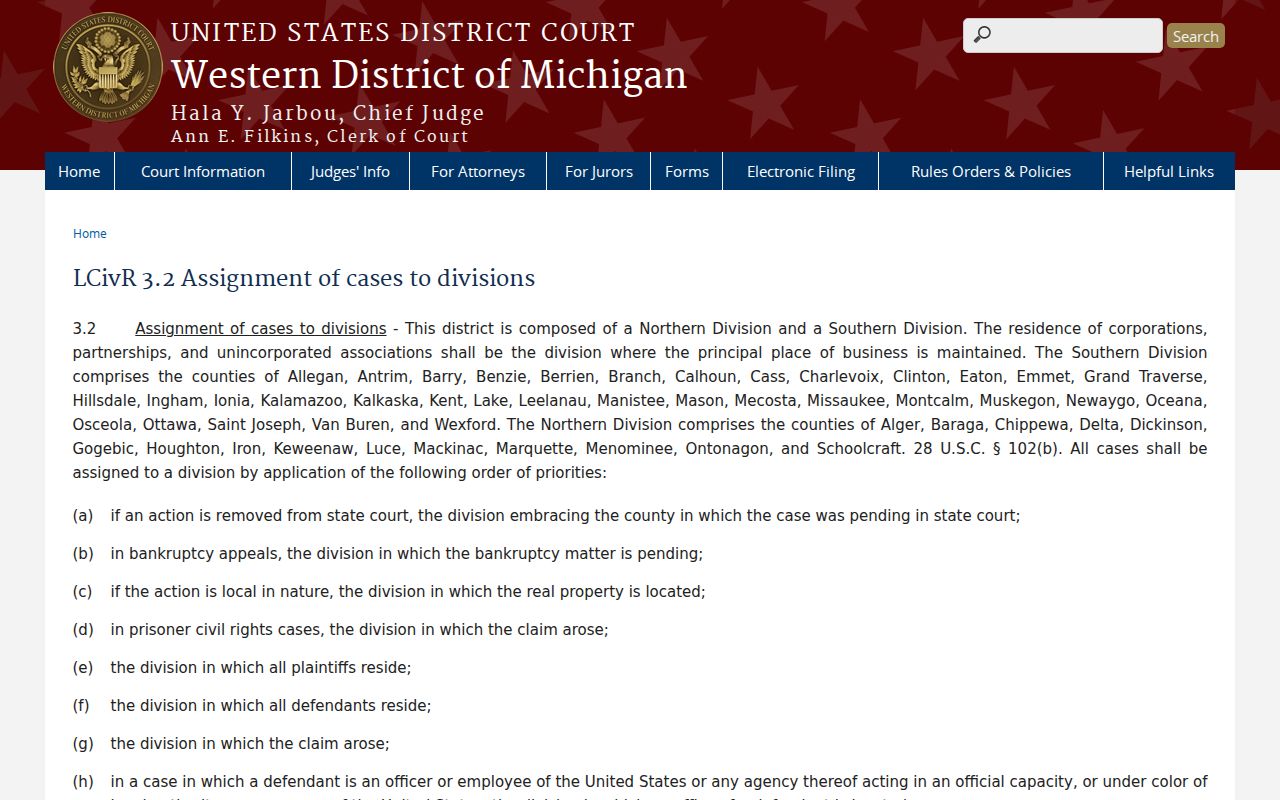 Benzie County court docket Southern Division assignment source